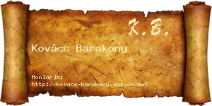 Kovács Barakony névjegykártya