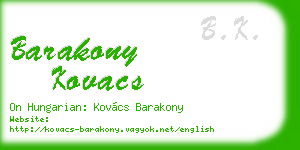 barakony kovacs business card